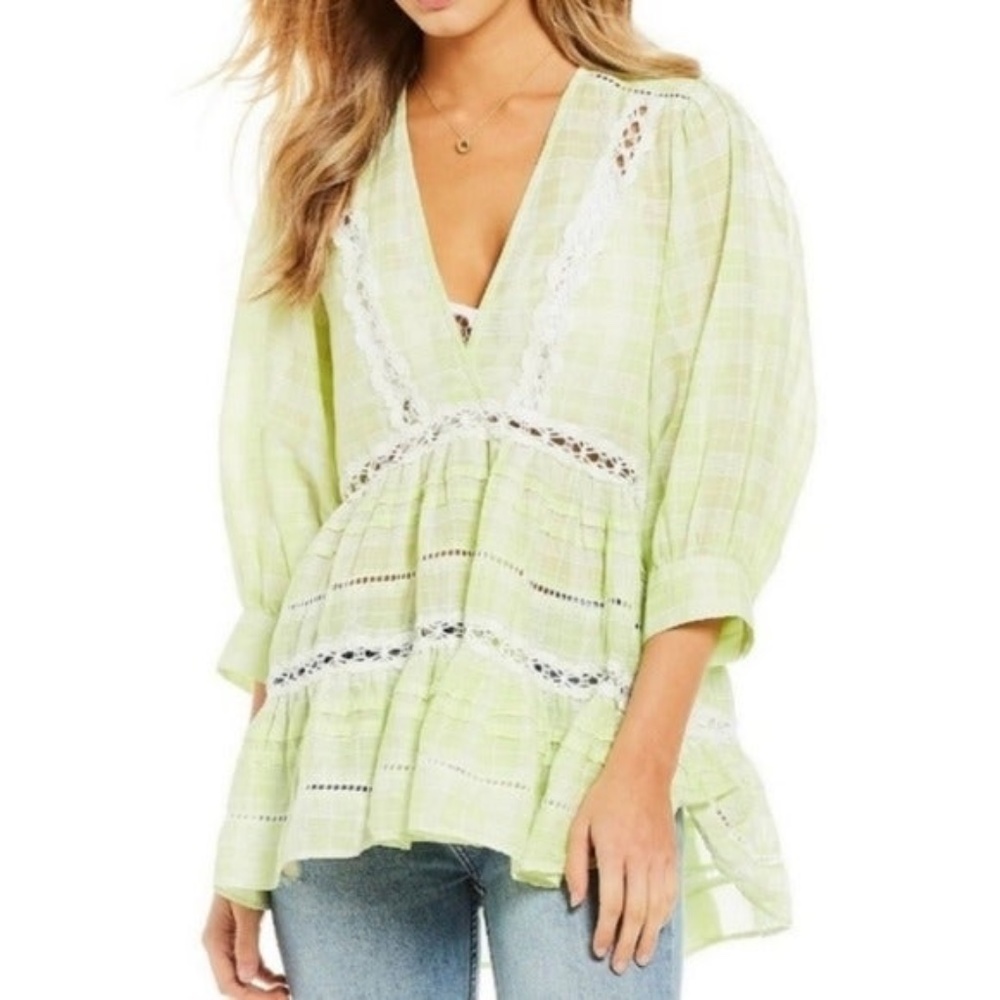 * Free People Lace tunic lime green- Q-1